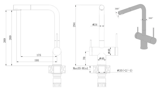 Змішувач для кухні Fabiano FKM 31.14 SS Nano Copper